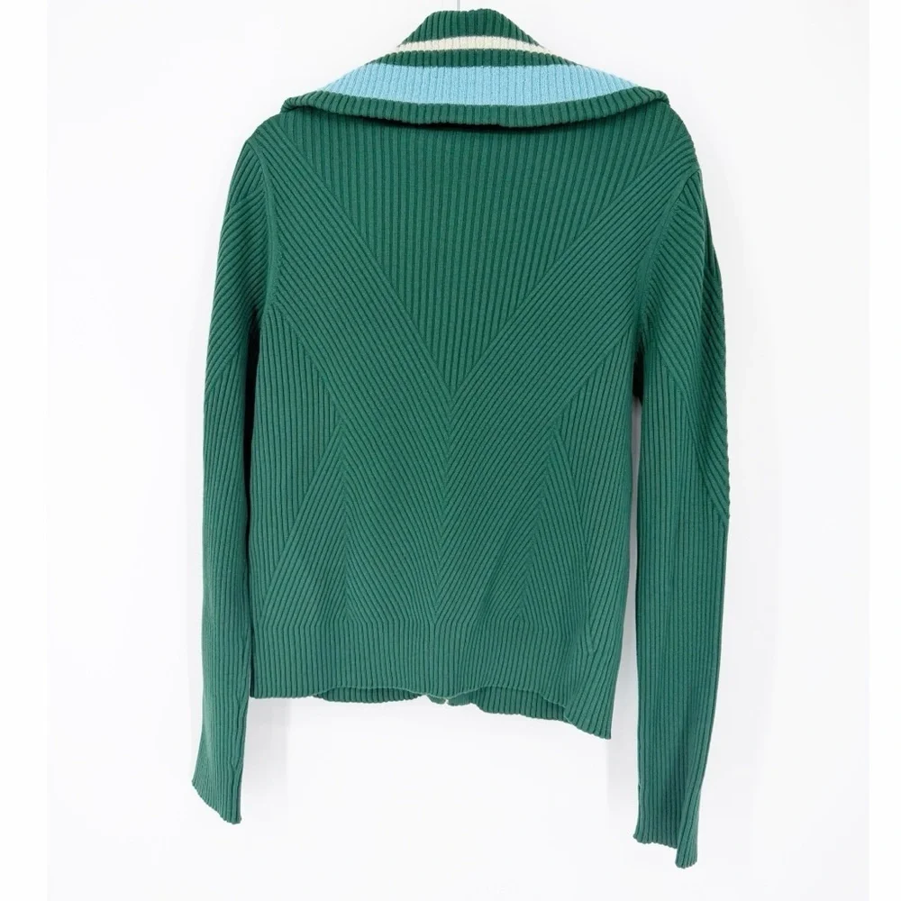 NWT Tory Burch Noland Zip Cardigan Sweater in Norwood Green Size XL